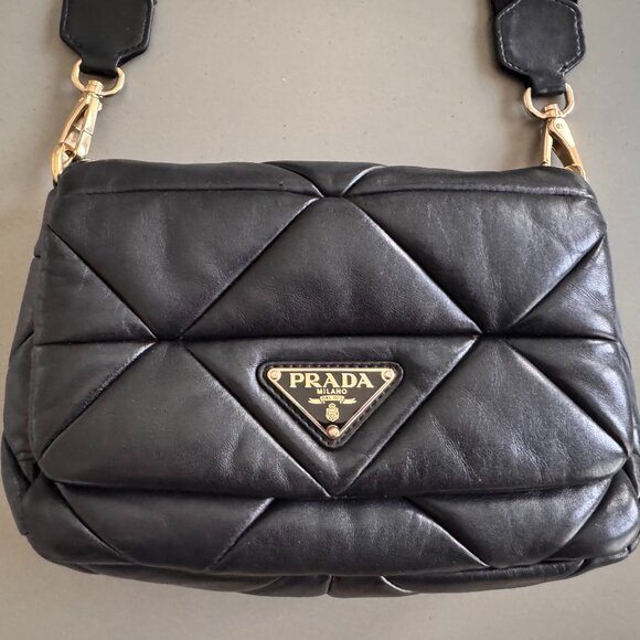Prada System Nappa Leather Patchwork Crossbody Bag w/ Coin Purse Attachment - Picture 4 of 16